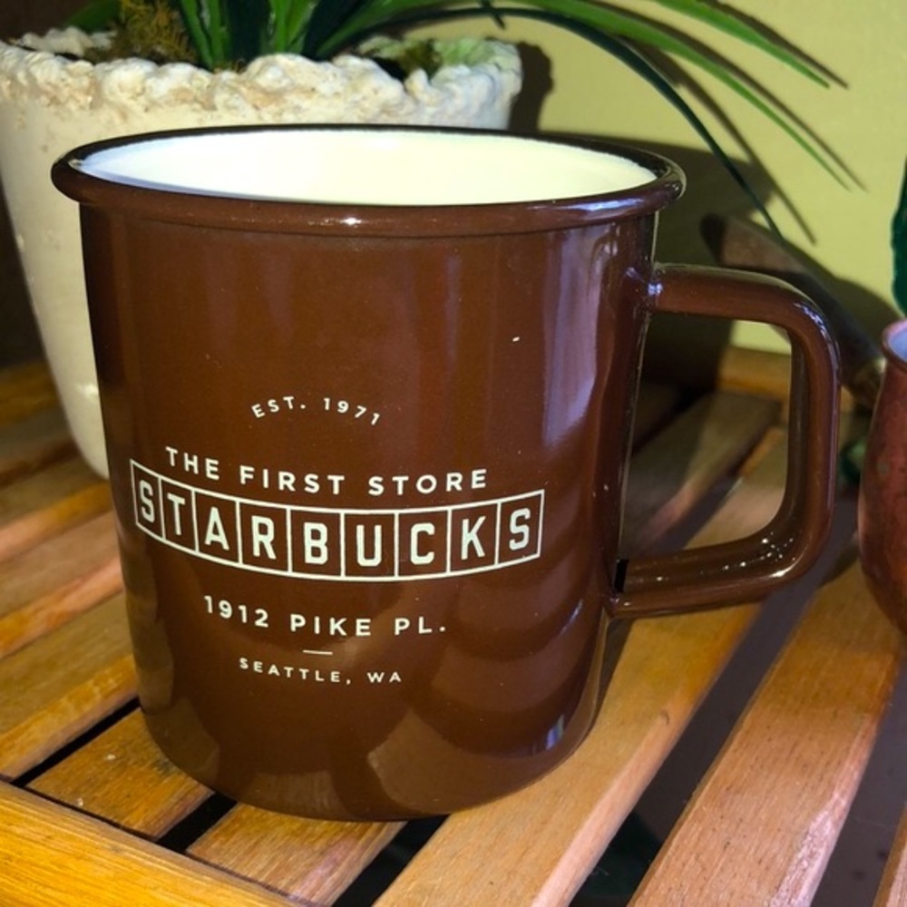 Starbucks Pike Place Market Seattle The First Store Enamel On The Go Coffee Mug